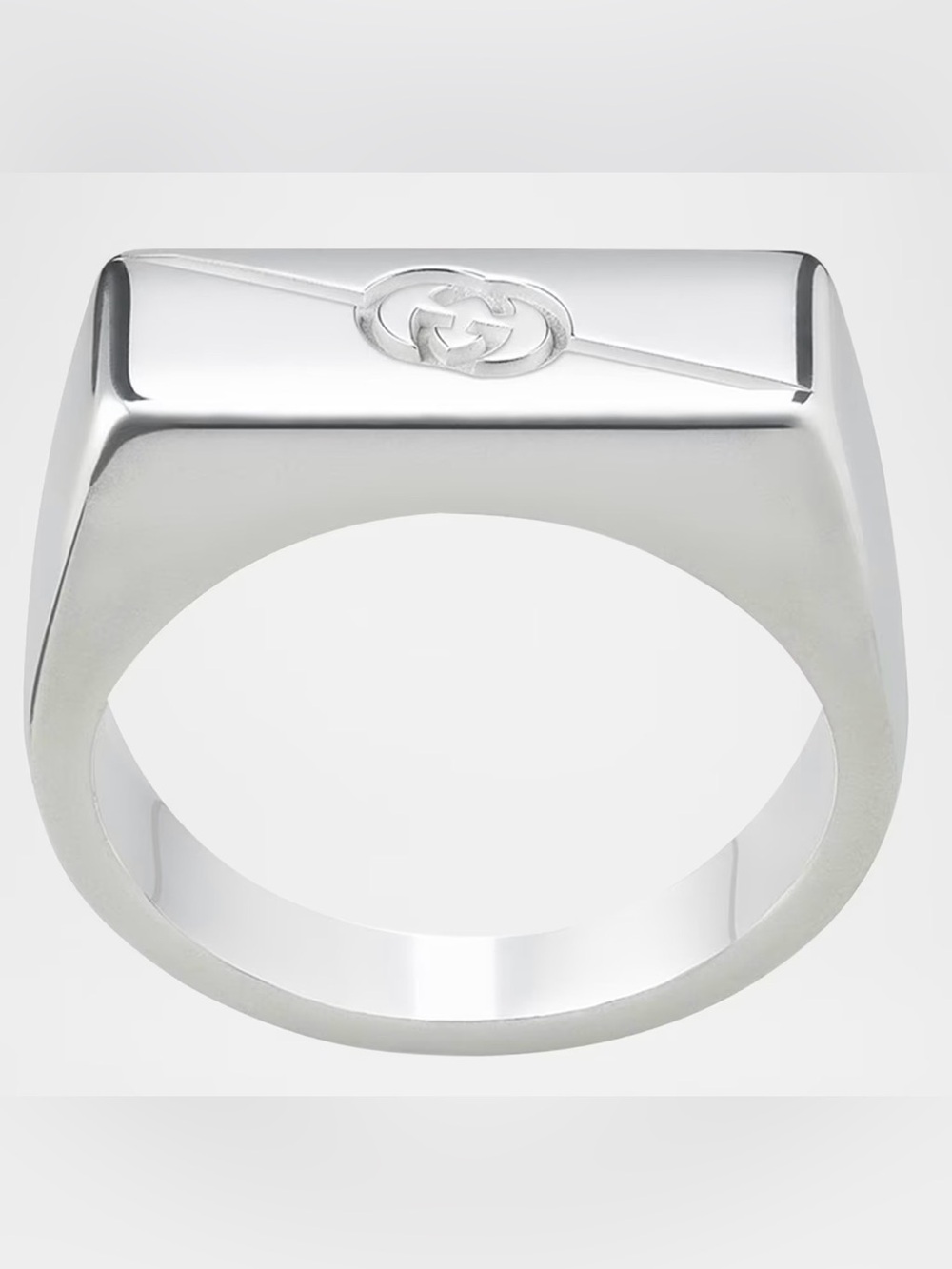 GUCCI Interlocking G Silver Square Signet Ring